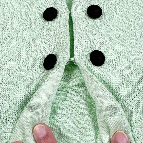 Ming Wang Womens Cardigan Sweater Mint Green Peplum V Neck Clasp Sz PL - Picture 2 of 10